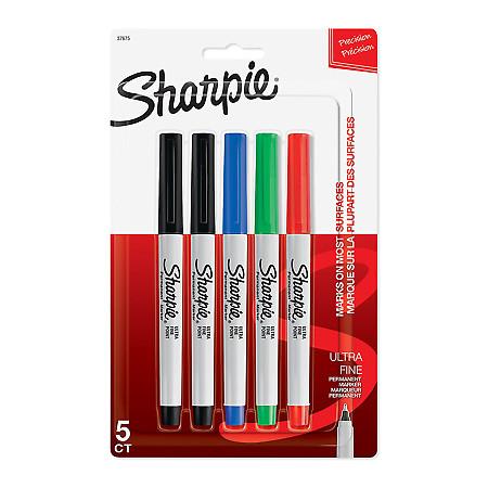 Sharpie Marker Set, Ultra Fine Assorted 5pk