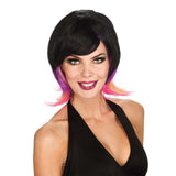 Rubies Short Black Wig with Colourful Streaks