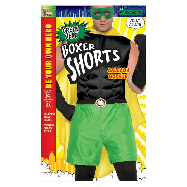 Forum Novelties Be Your Own Hero Green Boxer Shorts