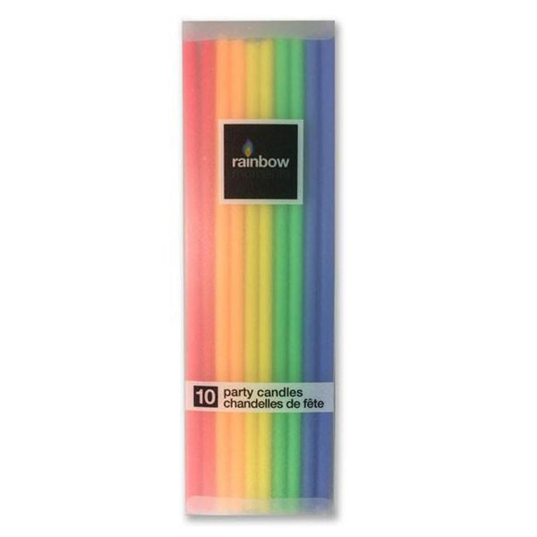 Rainbow Moments Slim Paraffin Candles 10pk - Primary Colours