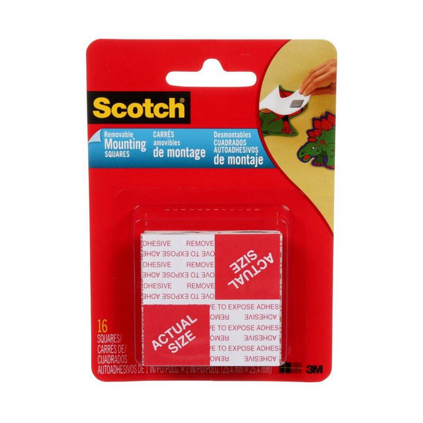 Scotch Mounting Tabs 1x1" Removable 16pk Grey