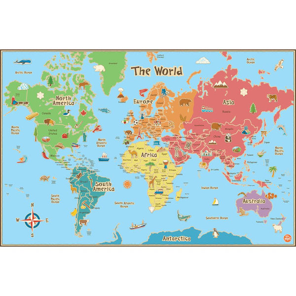 Wallpops Dry Erase Map 36" x 24" - Kids' World Map