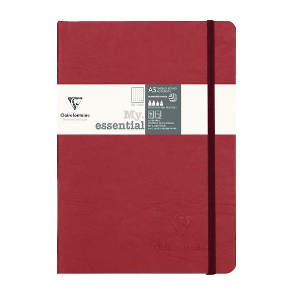 Clairefontaine Essential A5 Stitched Notebook, Dotgrid, Red