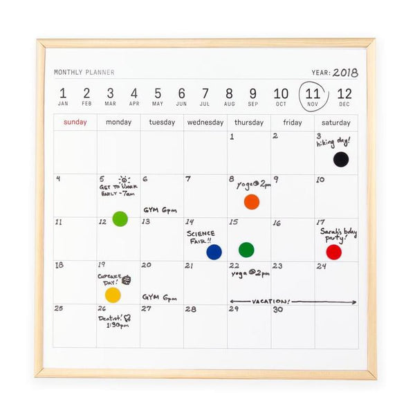 Kikkerland Whiteboard Monthly Calendar & Planner