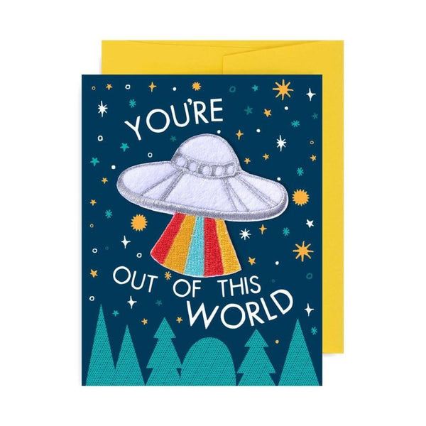 You're Out of This World UFO Patch Greeting Card