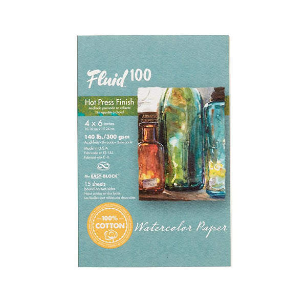 Fluid100 Hot Pressed Watercolour Block 4"x6" 140lb