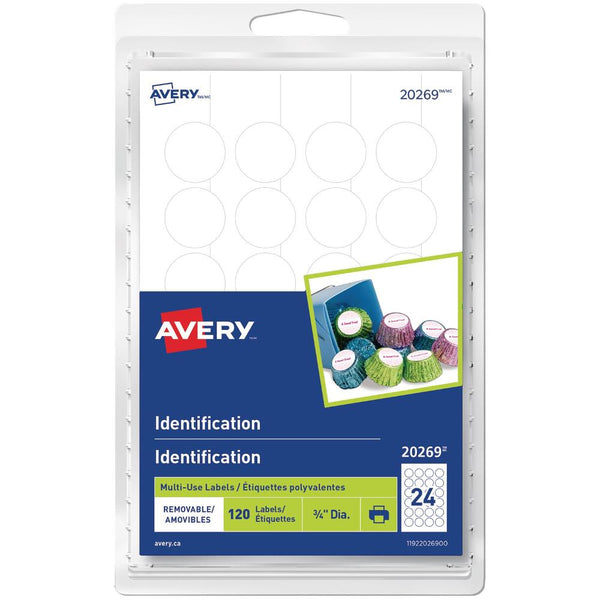 Avery Round Multi Purpose Labels White 3/4" 120pk