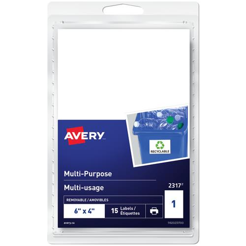 Avery Multi Purpose Labels White 4"x6"
