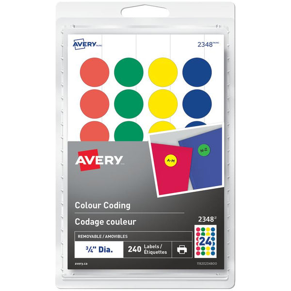 Avery Multi Purpose Round Labels Assorted Colours 3/4"