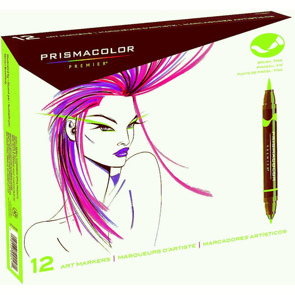 Prismacolor Premier Double-Ended Art Marker Set Brush & Fine