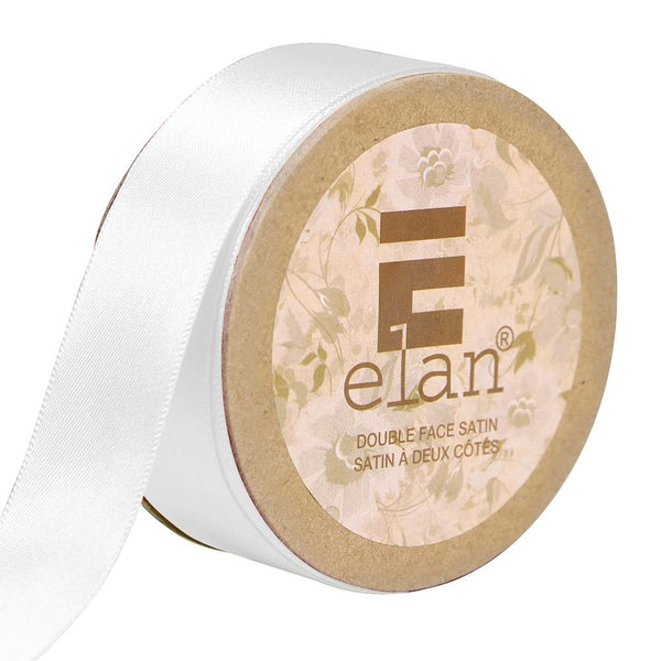 Elan Double Face Satin Ribbon 25mm x 5m - White