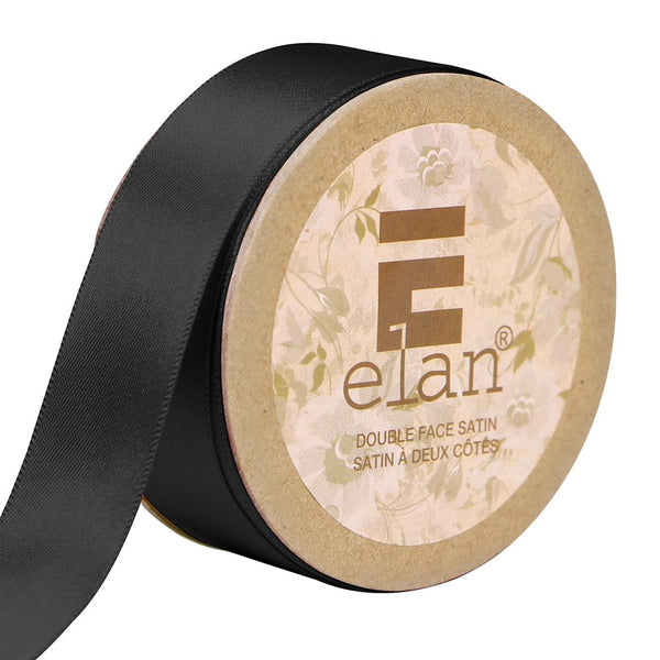 Elan Double Face Satin Ribbon 25mm x 5m - Black
