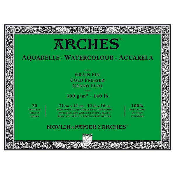 Arches Aquarelle Cold Pressed Watercolour Block 12x16"