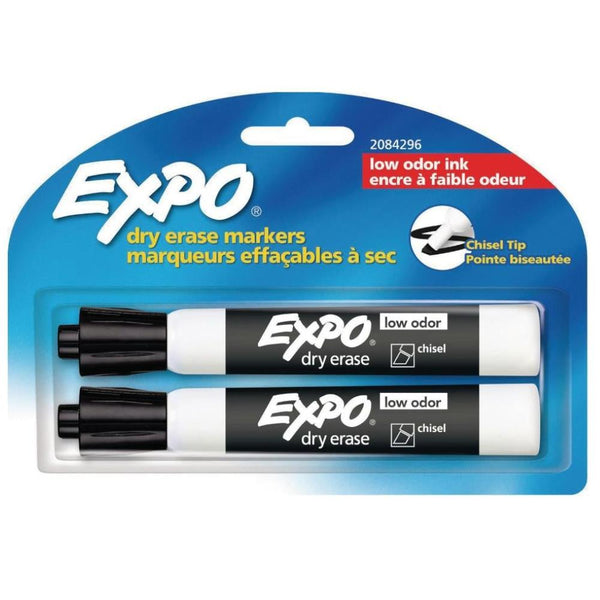 Expo Low Odor Dry Erase Markers, Chisel Tip Black 2pk