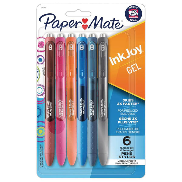Paper Mate InkJoy Retractable Gel Pens 0.7mm "Power" 6pk