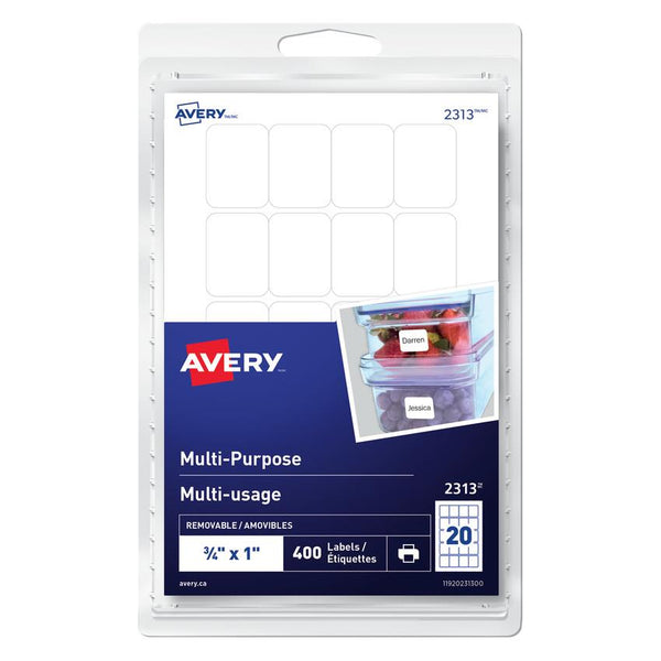 Avery Multi-Purpose Removable Labels 3/4" x 1" White 400pk