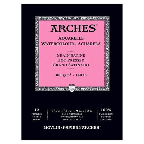 Arches Hot Pressed Watercolour Pad 9"x12"