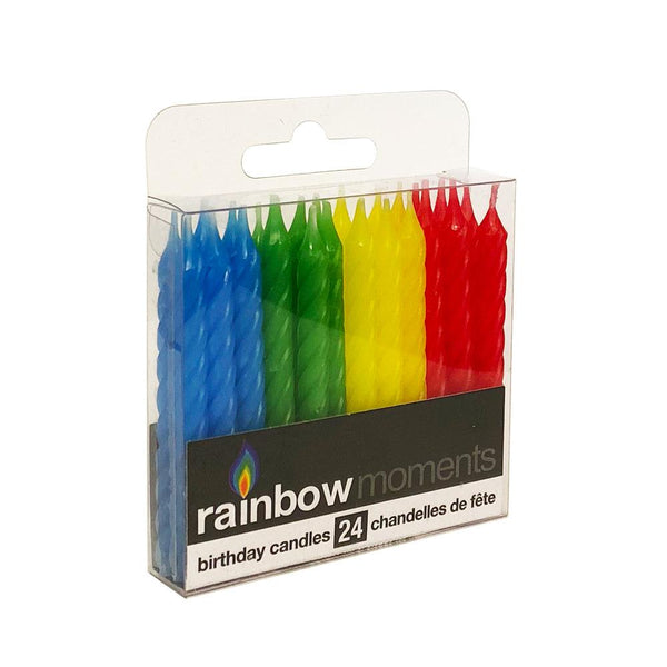 Rainbow Moments Paraffin Spiral Candles 24pk - Primary