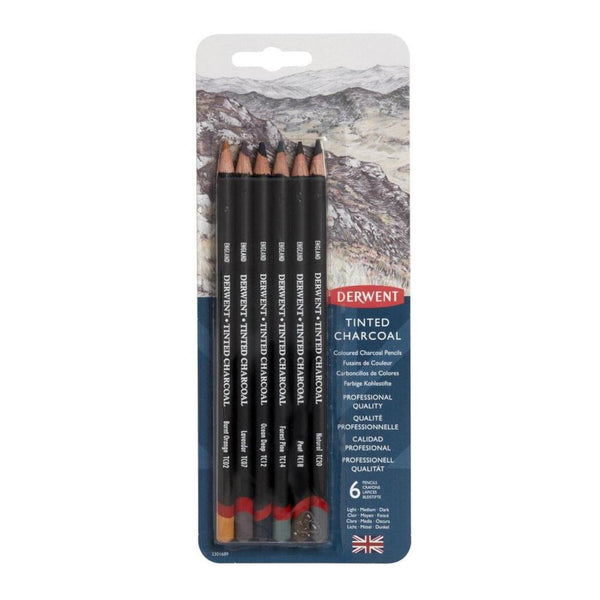 Derwent Tinted Charcoal Pencils 6pk Assortment