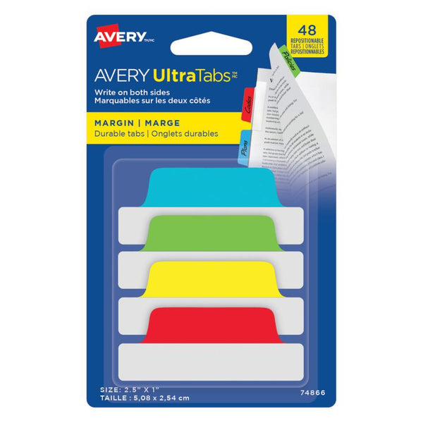 Avery Ultra Tabs 1" x 2.5" Primary Colours 48pk
