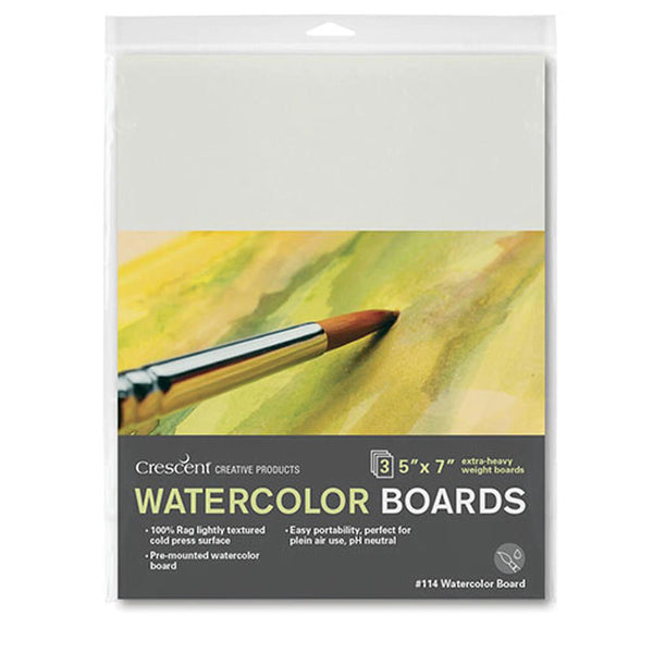 Crescent Cold Pressed Watercolour Board 3pk 5"x7"