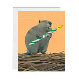 Halfpenny Postage Greeting Card, Beaver with Candle