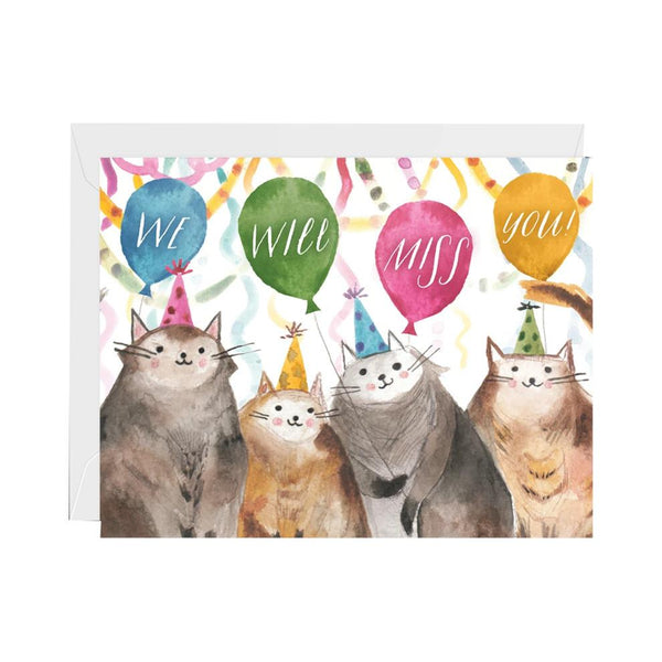 Halfpenny Postage Greeting Card, We'll Miss You Cats