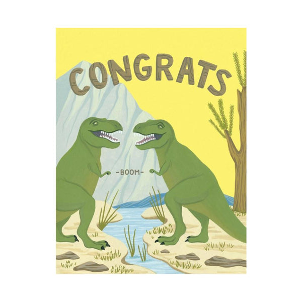 Halfpenny Postage Greeting Card, Congrats Dinosaurs 