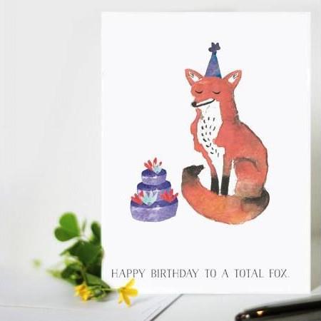 Halfpenny Postage Greeting Card, Happy Birthday to a Total Fox