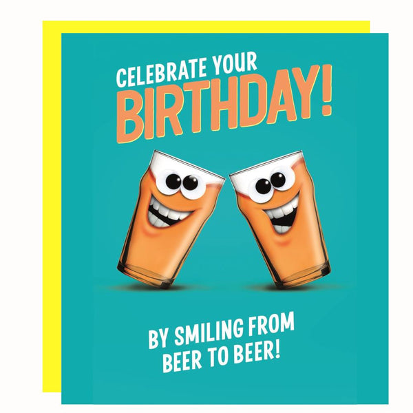 Grinners Greeting Card, Birthday Beer Cheer