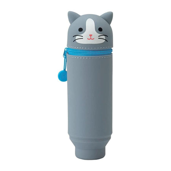 Lihit Lab Punilabo Stand Up Pen Case - Grey Cat