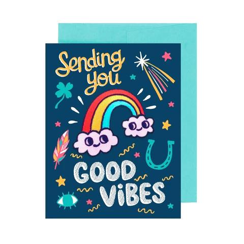 Good Vibes w/ Rainbow Patch Greeting Card