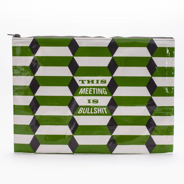 Blue Q Jumbo Storage Pouch - This Meeting is Bull 10"x14"