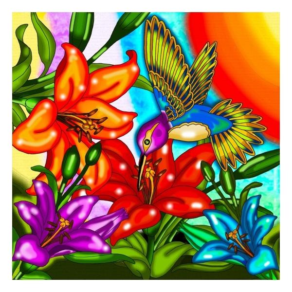 Jacarou Hummingbird Diamond Painting Kit 12"x12"