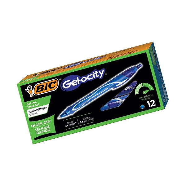 Bic Gel-ocity Gel Pens 12pk Medium Point 0.7mm Blue