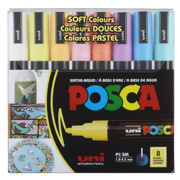 Posca 8-Colour Paint Marker Set, PC-5M Medium, Soft Colours