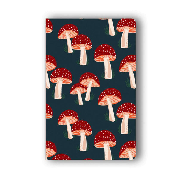 Denik Lined Layflat Notebook - Navy Mushrooms