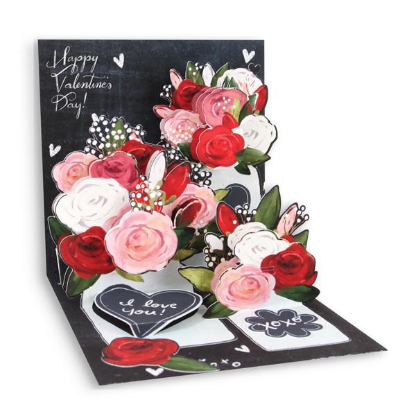 Up With Paper Pop-Up Valentines Greeting Card - Mason Jar Roses