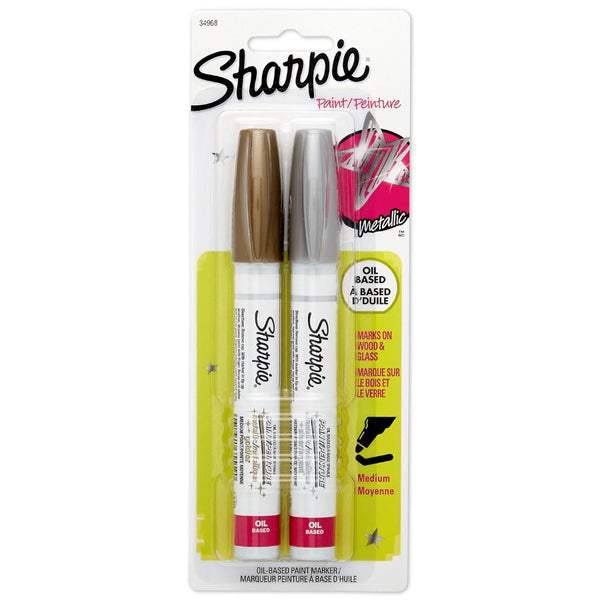 Sharpie Oil-Based Paint Markers, Medium 2pk Metallic Gold & Silver