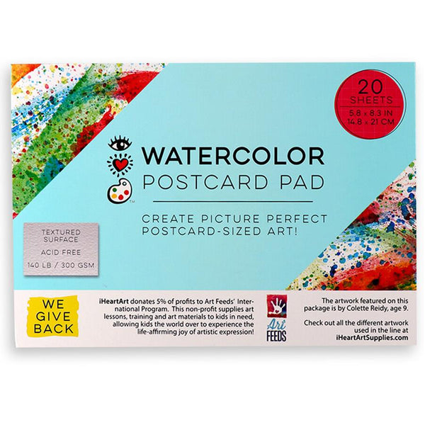 Bright Stripes iHeart Art Watercolour Postcard Pad