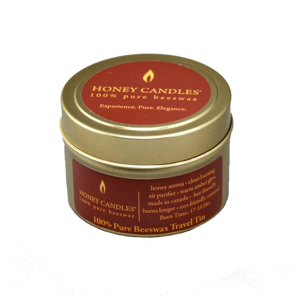 Honey Candles 100% Natural Beeswax Candle Gold Travel Tin