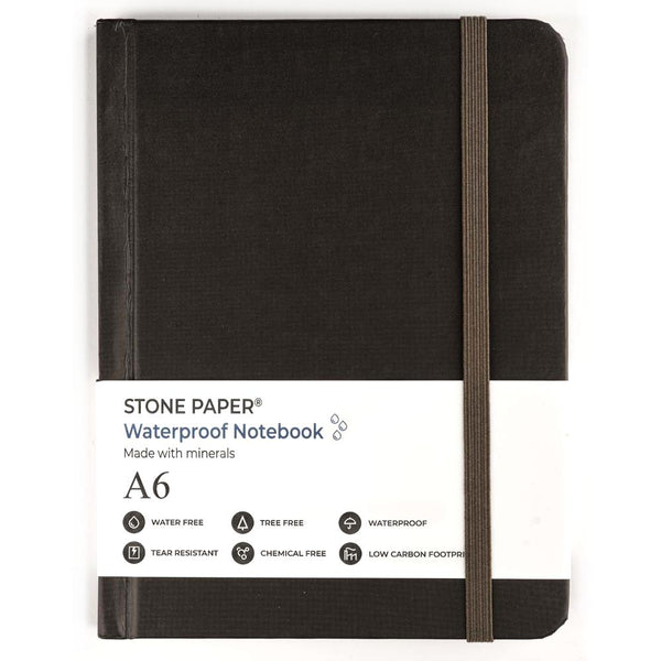 Stone Paper Notebook - A6 Black Shadow with Elastic