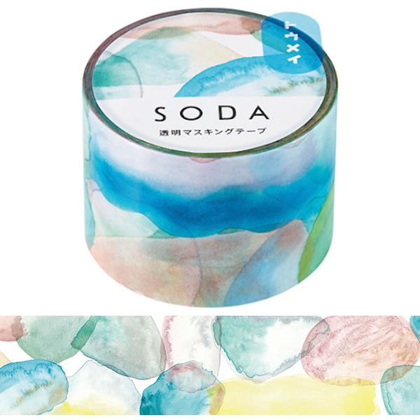 Hitotoki SODA Transparent Masking Tape - 30mm Watercolour