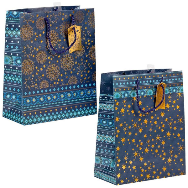 Paper Trendz Large Gift Bag - Blue with Gold Stars, Assorted