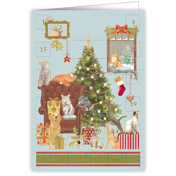 Quire Publishing Advent Calendar Greeting Card - Cats& Dogs