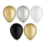 Amscan Deluxe Balloon Set 15pk Gold, Silver, White & Black