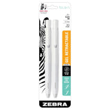 Zebra bLen Retractable Gel Pens 2pk, White Barrel with Black Ink