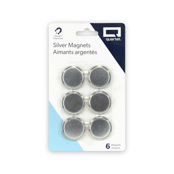 Quartet Magnets 6pk - Round Silver Tin
