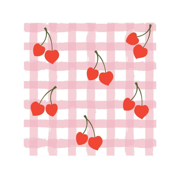 Art for the Table Lunch Napkins 16pk - Heart Cherries