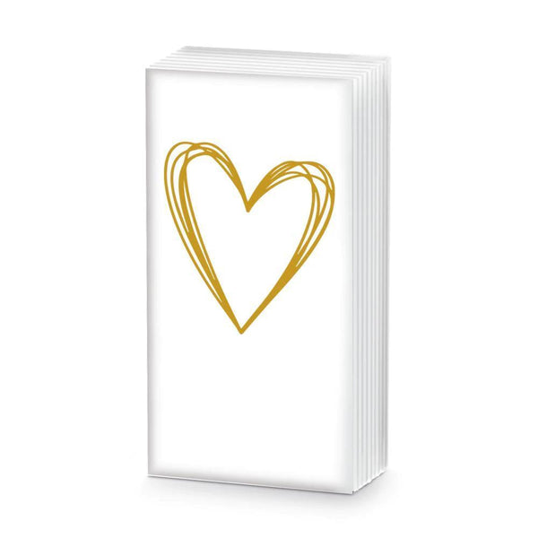 Paperproducts Design Tissues 10pk - Pure Heart (Gold)